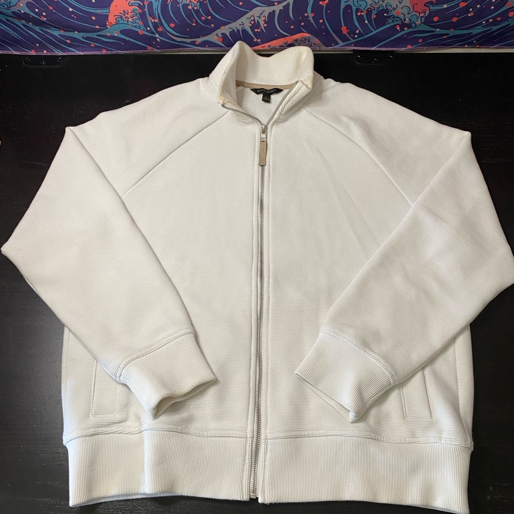 Banana Republic Men's White Full-Zip Sweater Jacket